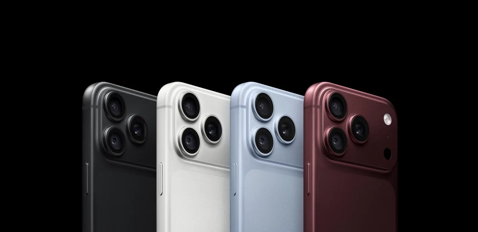 iPhone 18 Pro nas quatro cores, visto de costas